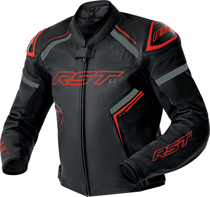 RST S1 D3O Leather CE Jacket - Black/Grey/Red - XL