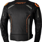 RST S1 CE Leather Jacket - Black/Grey/Neon Orange - L