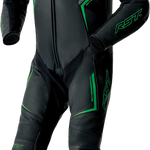 RST S1 D3O CE Leather Suit - Black/Grey/Fluro Green - S