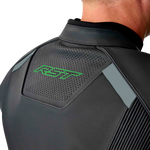 RST S1 D3O Leather CE Jacket - Black/Grey/Fluro Green - 3XL