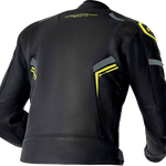 RST S1 D3O Leather CE Jacket - Black/Grey/Fluro Yellow - S