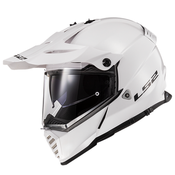 LS2 Blaze Full Face Adventure Helmet w/Sunshield Solid Gloss White - Large | Helmets LS2