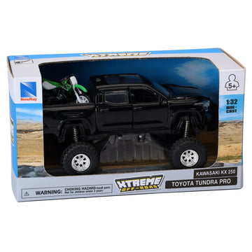 New Ray Replica 4X4 Truck / Dirt Bike Black Tundra Kawasaki