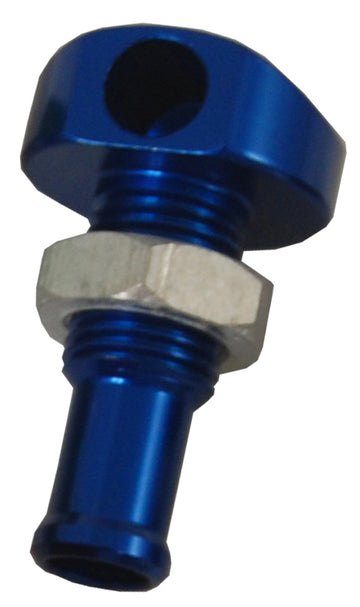 Billet Thru Hull Water Fitting Blue 3/8" 90 Deg.