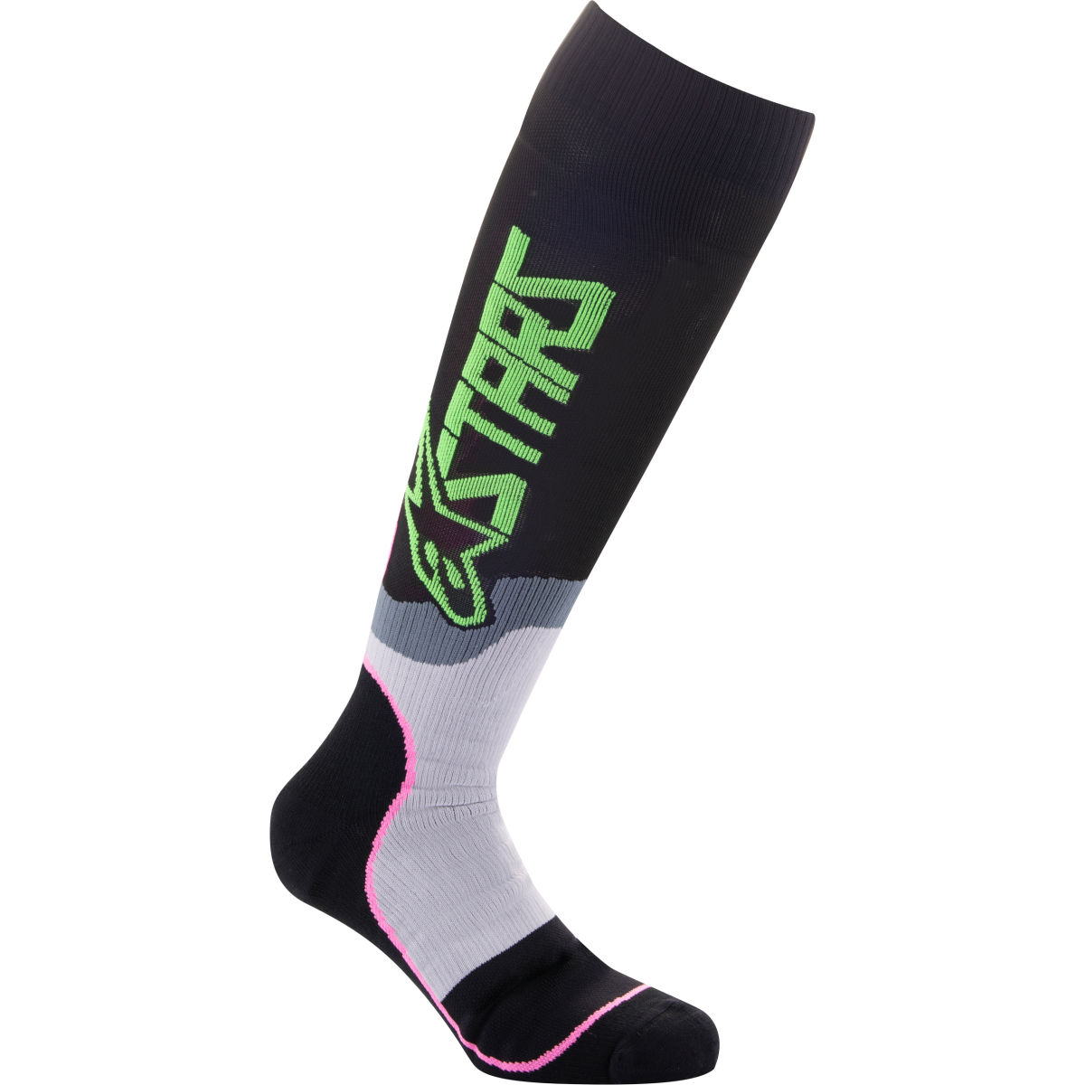 Alpinestars Youth MX Plus-2 Socks BLK/GRN/Neon/Pink  Fluo MD/LG by WPS