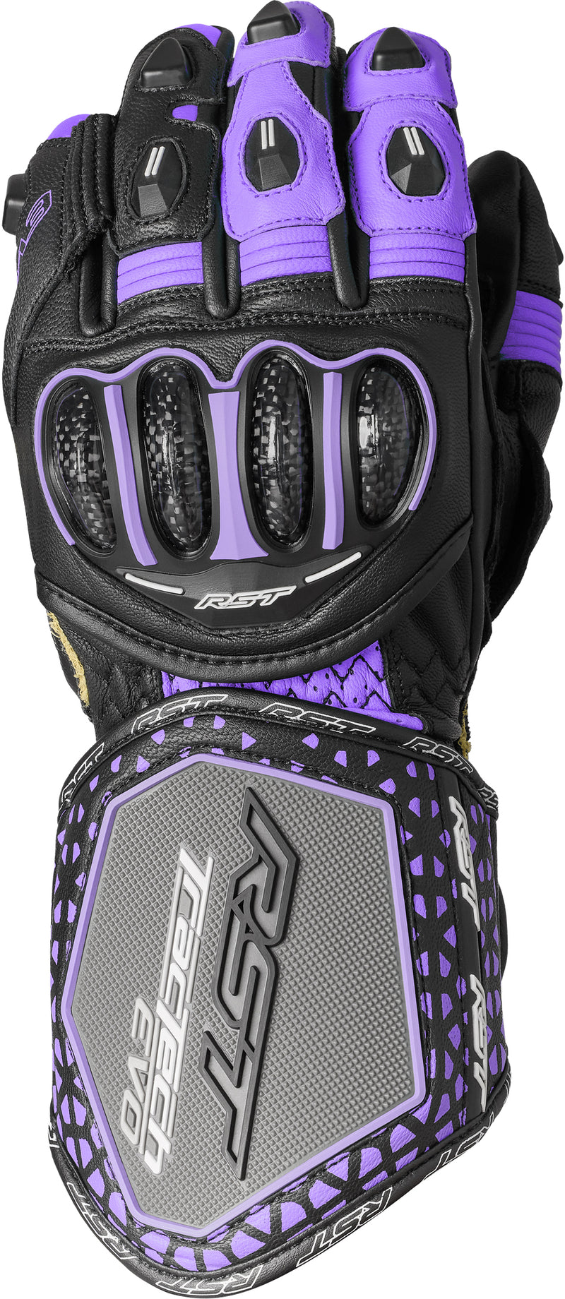 RST Women's Tractech Evo 4 CE Leather Glove - Black/Fushia/Grey - M