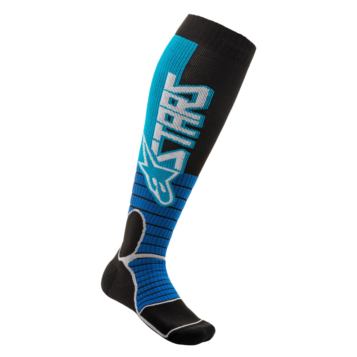 Alpinestars MX Plus-1 Moto Socks Black/Cyan SM by Western Power Sports