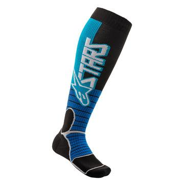 Alpinestars MX Plus-1 Moto Socks Black/Cyan SM by Western Power Sports