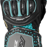 RST Women's Tractech Evo 4 CE Leather Glove - Black/Aqua/Grey - L