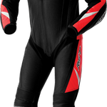 RST Tractech Evo D3O CE Leather Suit - Black/Fluro Red - S