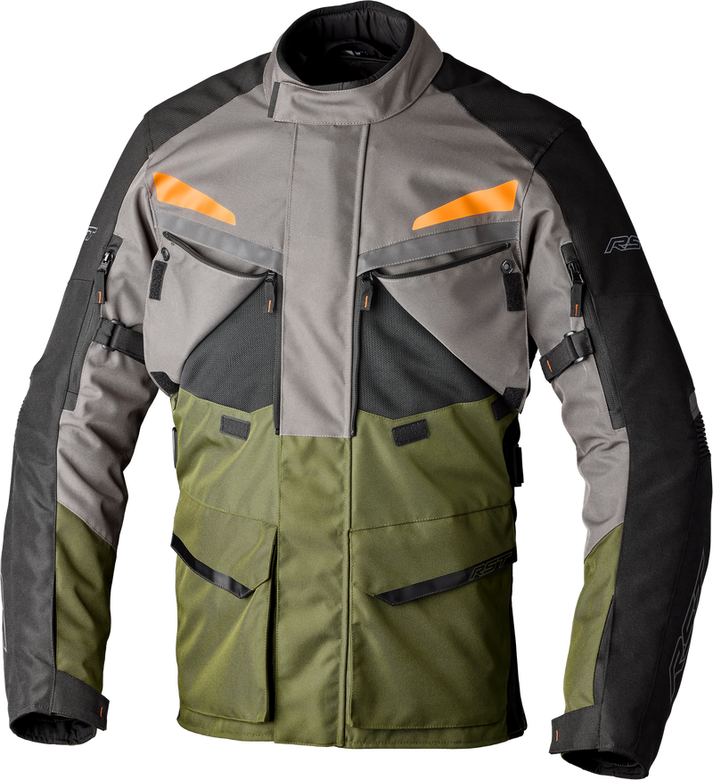RST Maverick Evo CE Textile Jacket - Khaki/Grey/Orange - 2XL