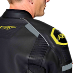 RST S1 D3O Leather CE Jacket - Black/Grey/Fluro Yellow - M