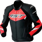 RST Tractech Evo D3O CE Leather Jacket - Black/Fluro Red - 3XL