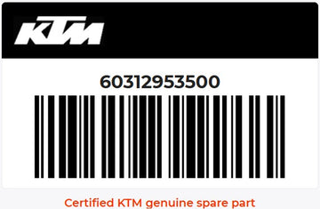 KTM certified genuine spare part label with barcode and number