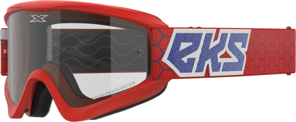 EKS Gox Goggle Red / White Mettalic Blue W /  Clear Lens