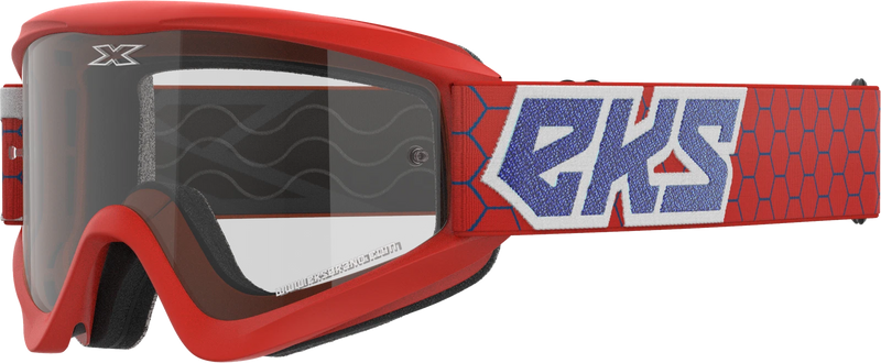 EKS Gox Goggle Red / White Mettalic Blue W /  Clear Lens